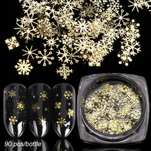 1 BOX Hollow Out Gold Nail Glitter Sequins Snow Flakes Mixed Design Decorations for Nail Arts Pillette Nail Accessories LA889-1