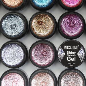 ROSALIND Hybrid Varnishes Gel Nail Polish Set Glitter Platinum Painting Nails Art Poly UV Gellak Top Base Primer For Manicure