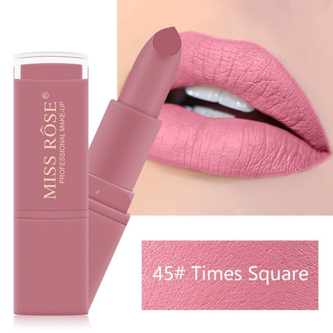 MISS ROSE 12 Colors Matte Nude Pink Makeup Long Lasting Lipstick Waterproof Lips Make up Cosmetic Not Fade Lip Balm TSLM2