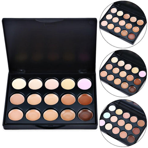 HOT!!! 15 Colors Contour Primer Cover Spots Blemish Concealer Palette Face Cream Makeup