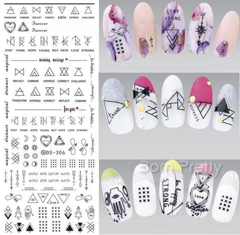 Geometric Nail Water Decals Line Dreamcacher Heart Moon Nail Disign Water Stickers For Nails DIY Nails Art Nail Polish Stickers