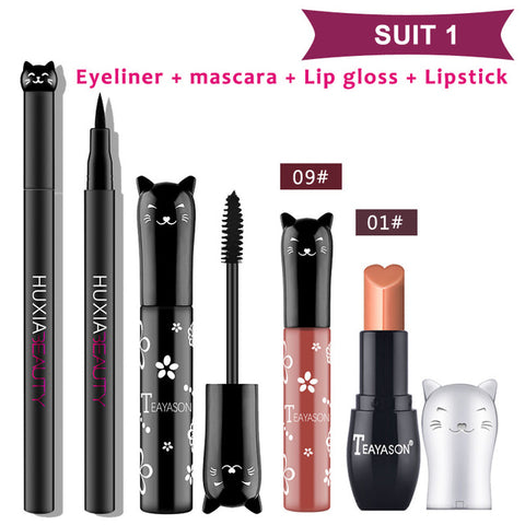 4pcs/set Cate Makeup Sets Including Lipstick, Eyeliner,Mascara, Eyeshadow, Makeup Kit Women Cosmetics Bag for Gifts