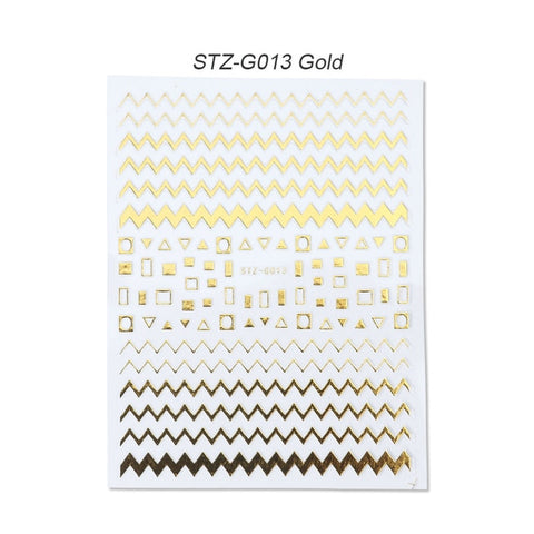 1pcs Gold Silver Sliders 3D Nail Stickers Straight Curved Liners Stripe Tape Wraps Geometric Nail Art Decorations BESTZG001-013