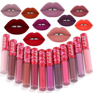 Brand Lip Gloss Waterproof Nude Long Lasting Matte Liquid Lipstick Kit  Red Lip Stick Lip Makeup Lipgloss Beauty Cosmetics Set