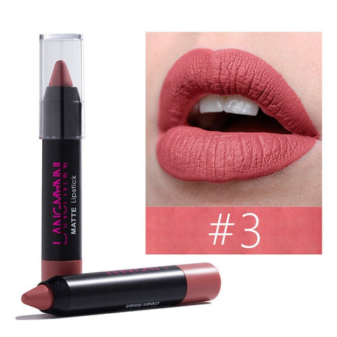 Matte Crayon Lipstick Waterproof Nutritious Velvet Lip Stick Pencil Red Tint Nude Batom Long Lasting Makeup set Lip Kit