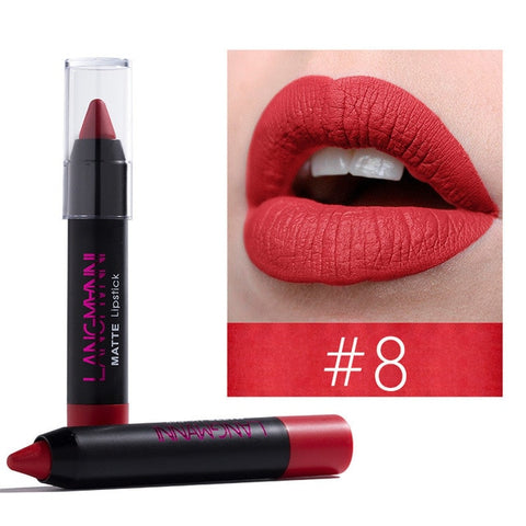 Matte Crayon Lipstick Waterproof Nutritious Velvet Lip Stick Pencil Red Tint Nude Batom Long Lasting Makeup set Lip Kit