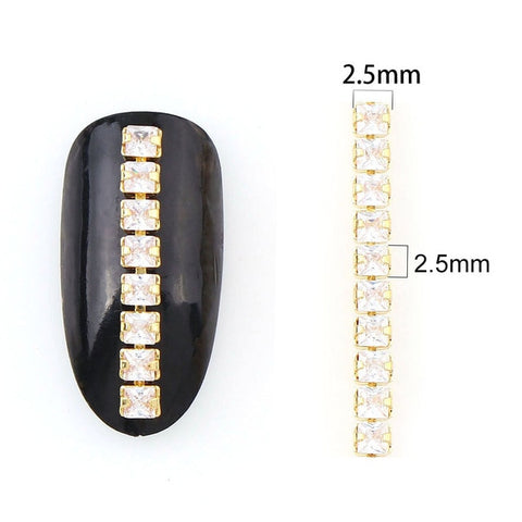 9-10 CM Shiny Nail Zircon Chain Nail Art Gold Base Pearl Chain Phototherapy Nail Ornament Nail Art Decorations DIY Jewelry