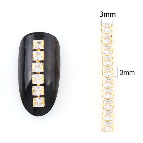 9-10 CM Shiny Nail Zircon Chain Nail Art Gold Base Pearl Chain Phototherapy Nail Ornament Nail Art Decorations DIY Jewelry