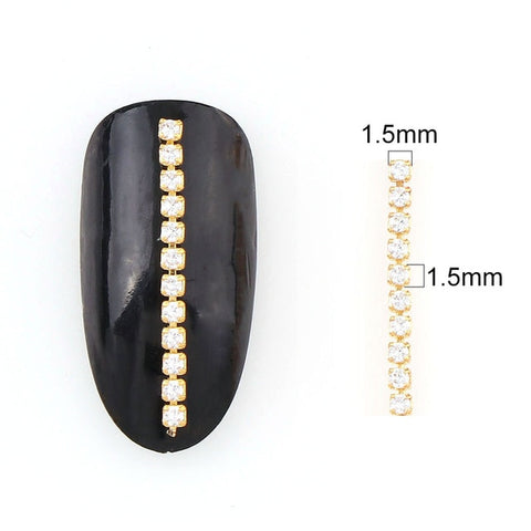 9-10 CM Shiny Nail Zircon Chain Nail Art Gold Base Pearl Chain Phototherapy Nail Ornament Nail Art Decorations DIY Jewelry