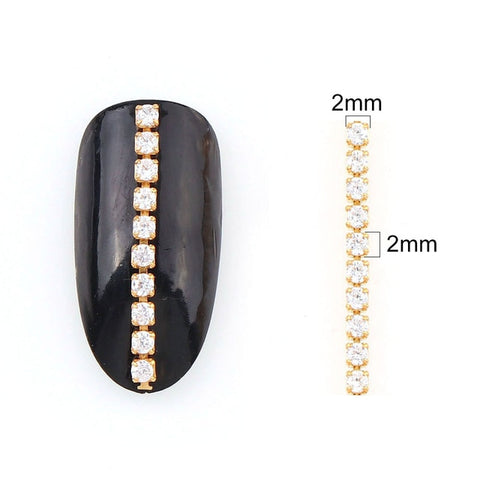 9-10 CM Shiny Nail Zircon Chain Nail Art Gold Base Pearl Chain Phototherapy Nail Ornament Nail Art Decorations DIY Jewelry