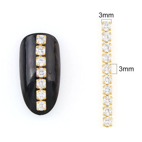 9-10 CM Shiny Nail Zircon Chain Nail Art Gold Base Pearl Chain Phototherapy Nail Ornament Nail Art Decorations DIY Jewelry