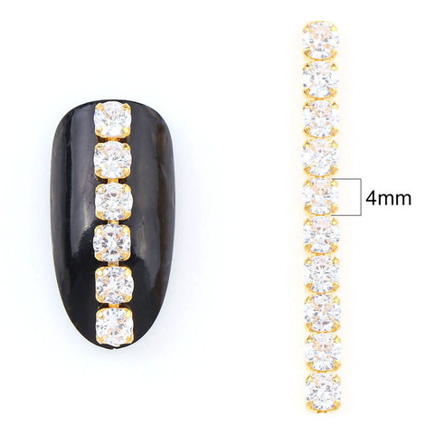 9-10 CM Shiny Nail Zircon Chain Nail Art Gold Base Pearl Chain Phototherapy Nail Ornament Nail Art Decorations DIY Jewelry