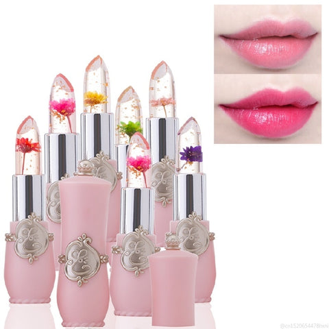 Flower Crystal Jelly Lipstick Magic Temperature Color Changing Lip Balm Moisturizing Long Lasting Beauty Lipstick Makeup TSLM1