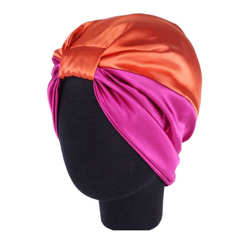 6 Colors Satin Bonnet Salon Bonnet Night Hair Hat For Natural Curly Hair Double Elastic Bathing Sleep Women Head Cover Wrap Hat