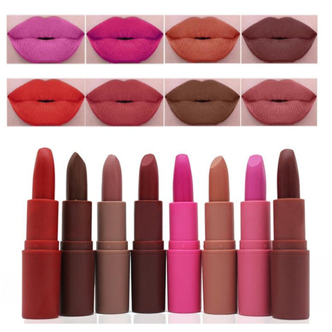 New Lipstick Matte Waterproof Velvet Lip Stick 7 Colors Sexy Red Brown Pigments Makeup Matte Lipsticks Beauty Lips Make Up TSLM1