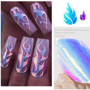 6*8cm 3D Nail Art Decorations Flame Nail Sticker Foil Silver Golden Color Transfer Designs Water Decals Nail Art Stickers Wraps