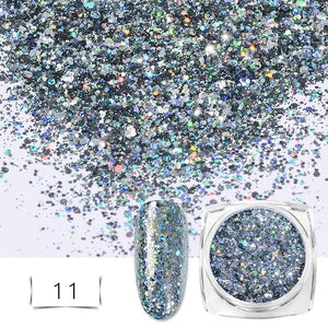 Mtssii 3D Mixed Hexagon 8 Color Nail Dust Sets Holo Glitter Sequins Flakes Manicure Decoration Nail Art Tips