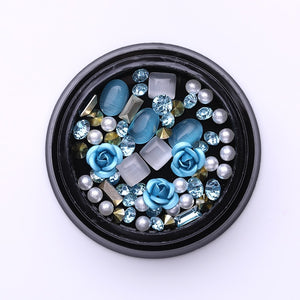1/2Pcs Set  3D Nail Rhinestones Stones Mixed Colorful DIY Design Decals with Nail Curved Tweezer Crystals Nail Art Decorations