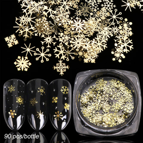 1 BOX Hollow Out Gold Nail Glitter Sequins Snow Flakes Mixed Design Decorations for Nail Arts Pillette Nail Accessories LA889-1