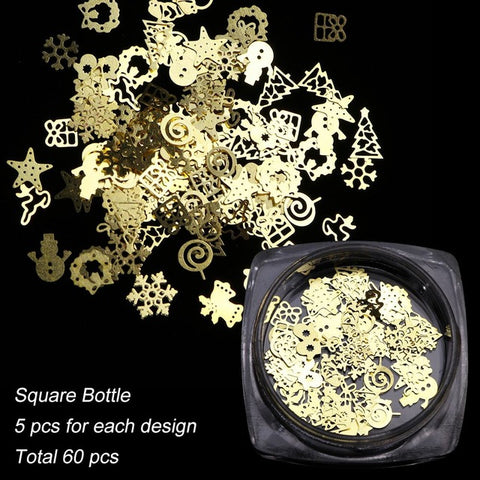 1 BOX Hollow Out Gold Nail Glitter Sequins Snow Flakes Mixed Design Decorations for Nail Arts Pillette Nail Accessories LA889-1