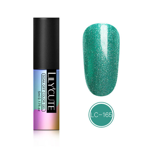 LILYCUTE 5ml Gel Nail Polish Soak Off UV Gel Long Lasting Semi Permanent Soak Off UV Gel Varnish Nail Art Gel Polish Green Color