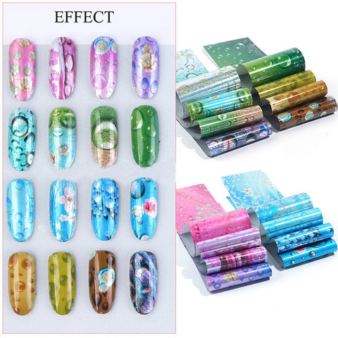 7 Colors Holographic Nail Foils Nail Transfer Sticker Rose Gold Champagne Nail Stickers 4*20cm Nail Art Design