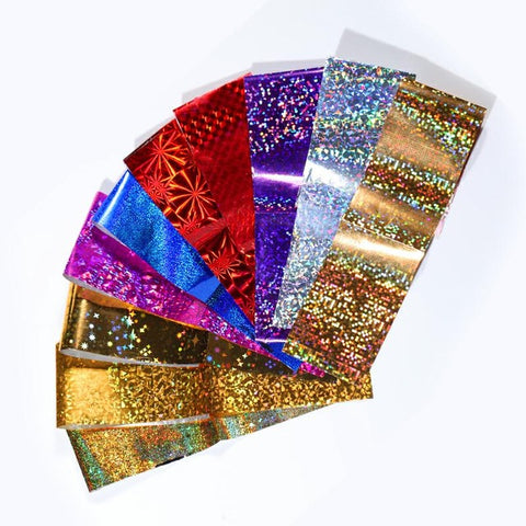 7 Colors Holographic Nail Foils Nail Transfer Sticker Rose Gold Champagne Nail Stickers 4*20cm Nail Art Design