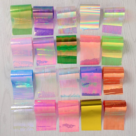 7 Colors Holographic Nail Foils Nail Transfer Sticker Rose Gold Champagne Nail Stickers 4*20cm Nail Art Design