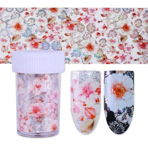 7 Colors Holographic Nail Foils Nail Transfer Sticker Rose Gold Champagne Nail Stickers 4*20cm Nail Art Design