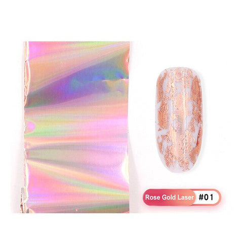 7 Colors Holographic Nail Foils Nail Transfer Sticker Rose Gold Champagne Nail Stickers 4*20cm Nail Art Design