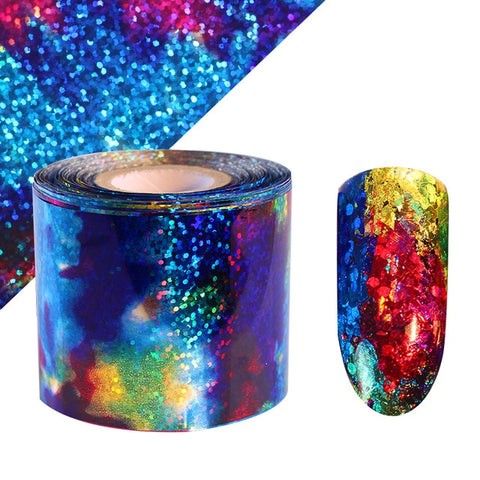 7 Colors Holographic Nail Foils Nail Transfer Sticker Rose Gold Champagne Nail Stickers 4*20cm Nail Art Design