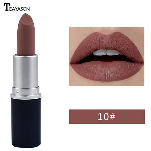 TEAYASON makeup Lipstick Matte Waterproof Velvet Lip Stick 10 Colors Sexy Red Brown Pigments Makeup Matte Lipsticks Beauty Lips