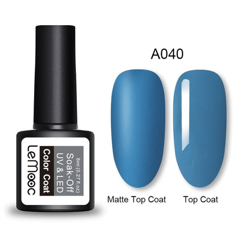 LEMOOC 8ml Matte Top Coat Color UV Gel Nail Polish Gray Series Semi Permanent Soak Off UV Gel Varnish DIY Nail Art Gel Paint