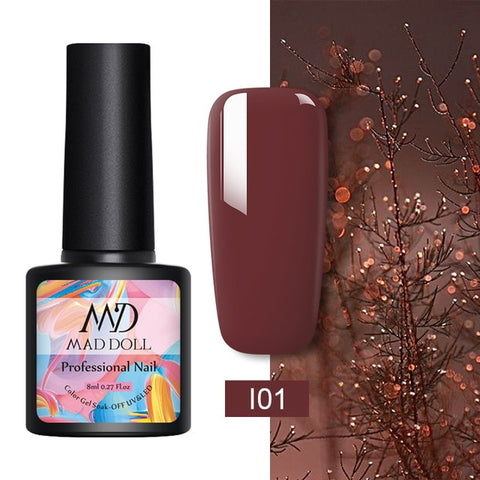 MAD DOLL 8ml UV Gel Nail Polish Rose Gold Glitter Sequins Soak Off UV Gel Varnish Color Nail Gel Polish DIY Nail Art Lacquer