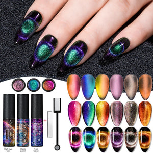 9D Chameleon Magnetic Cat Eye Gel Nail Polish Long Lasting Shining Laser Cat Eye Soak Off UV LED Nail Art Gel Varnish Lacquer