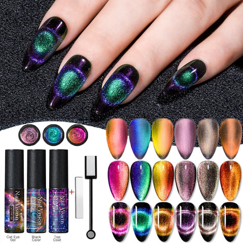 9D Chameleon Magnetic Cat Eye Gel Nail Polish Long Lasting Shining Laser Cat Eye Soak Off UV LED Nail Art Gel Varnish Lacquer