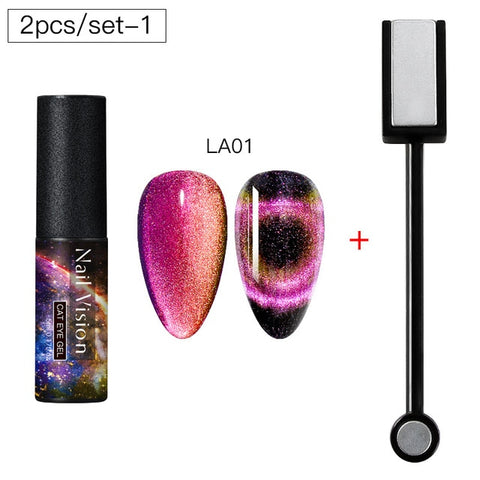 9D Chameleon Magnetic Cat Eye Gel Nail Polish Long Lasting Shining Laser Cat Eye Soak Off UV LED Nail Art Gel Varnish Lacquer