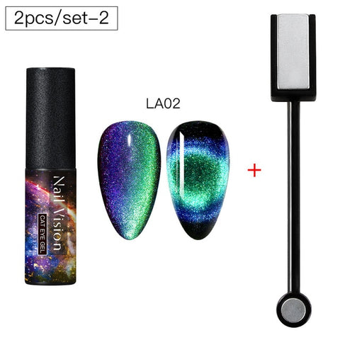 9D Chameleon Magnetic Cat Eye Gel Nail Polish Long Lasting Shining Laser Cat Eye Soak Off UV LED Nail Art Gel Varnish Lacquer