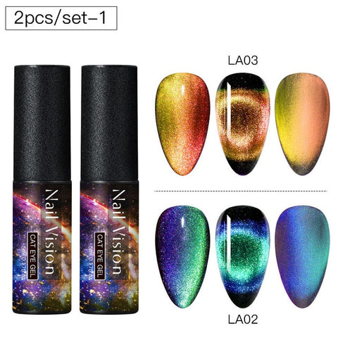 9D Chameleon Magnetic Cat Eye Gel Nail Polish Long Lasting Shining Laser Cat Eye Soak Off UV LED Nail Art Gel Varnish Lacquer