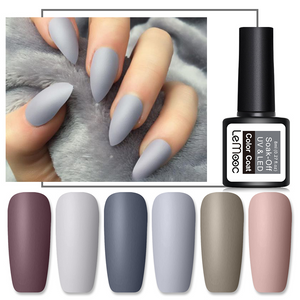 LEMOOC 8ml Matte Top Coat Color UV Gel Nail Polish Gray Series Semi Permanent Soak Off UV Gel Varnish DIY Nail Art Gel Paint