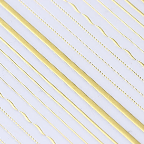 Gold 3D Nail Sticker Curve Stripe Lines Nails Stickers Gradient Adhesive Striping Tape Nail Foil Nail Art Stickers Decals Silver