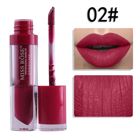 Miss Rose Liquid Matte Lipstick Waterproof Long Lasting Sexy Red Lip Gloss 24 Color Makeup Cosmetics Metal Nude Lip Stick Tint