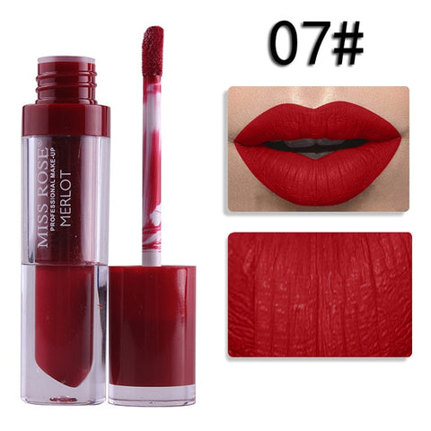 Miss Rose Liquid Matte Lipstick Waterproof Long Lasting Sexy Red Lip Gloss 24 Color Makeup Cosmetics Metal Nude Lip Stick Tint