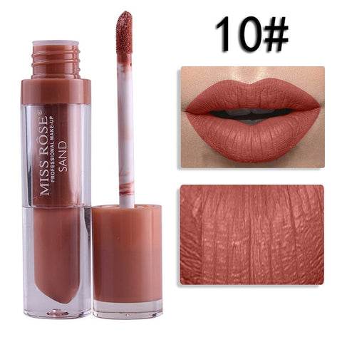 Miss Rose Liquid Matte Lipstick Waterproof Long Lasting Sexy Red Lip Gloss 24 Color Makeup Cosmetics Metal Nude Lip Stick Tint