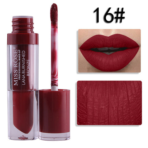 Miss Rose Liquid Matte Lipstick Waterproof Long Lasting Sexy Red Lip Gloss 24 Color Makeup Cosmetics Metal Nude Lip Stick Tint