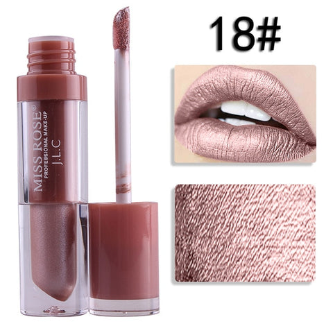 Miss Rose Liquid Matte Lipstick Waterproof Long Lasting Sexy Red Lip Gloss 24 Color Makeup Cosmetics Metal Nude Lip Stick Tint