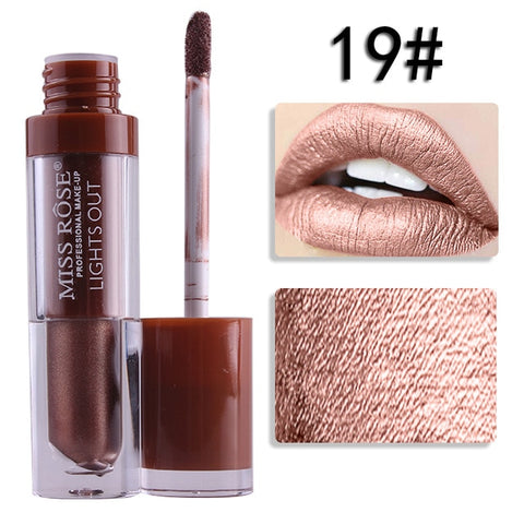 Miss Rose Liquid Matte Lipstick Waterproof Long Lasting Sexy Red Lip Gloss 24 Color Makeup Cosmetics Metal Nude Lip Stick Tint