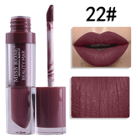 Miss Rose Liquid Matte Lipstick Waterproof Long Lasting Sexy Red Lip Gloss 24 Color Makeup Cosmetics Metal Nude Lip Stick Tint