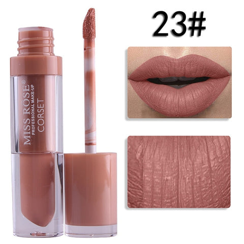 Miss Rose Liquid Matte Lipstick Waterproof Long Lasting Sexy Red Lip Gloss 24 Color Makeup Cosmetics Metal Nude Lip Stick Tint