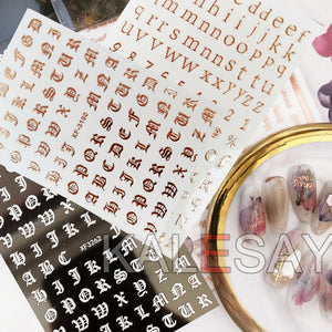 Nail Decoration Stickers on The Nails of The Inscription Accessoires Rose Gold Letter Decal Sticker Art for Manicure Back Glue